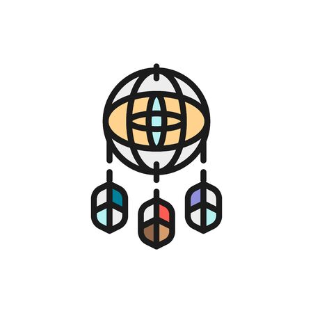 Dreamcatcher flat color icon. Isolated on white backgroundのイラスト素材