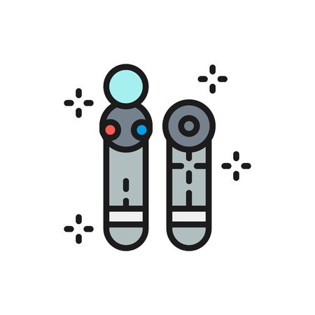 Move motion controller, joystick, gamepad flat color line icon.のイラスト素材