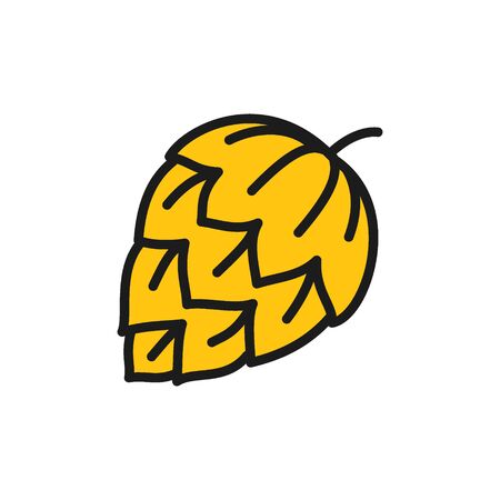 Hop cone flat color icon. Isolated on white backgroundのイラスト素材