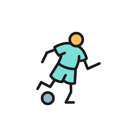 Vector soccer player flat color icon. Symbol and sign illustration design. Isolated on white backgroundのイラスト素材