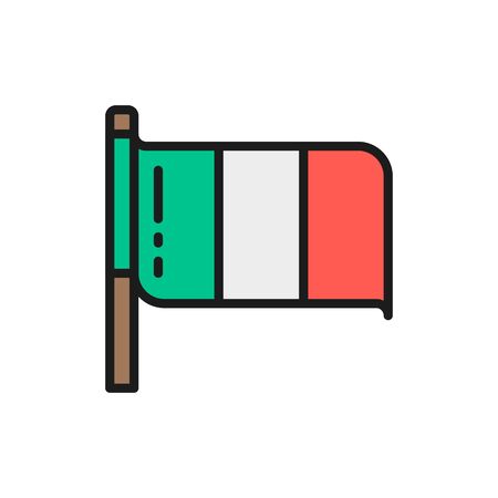 Flag of Italy flat color line icon. Isolated on white backgroundのイラスト素材