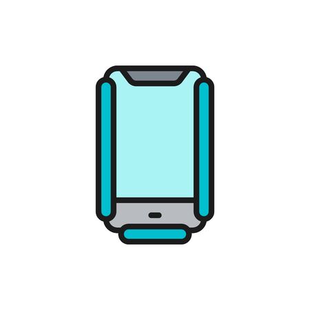 Vector protective anti crash smartphone case flat color line icon. Symbol and sign illustration design. Isolated on white backgroundのイラスト素材