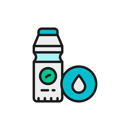 Vector healthy yogurt, bifidobacterium, lactobacillus flat color line icon. Symbol and sign illustration design. Isolated on white backgroundのイラスト素材