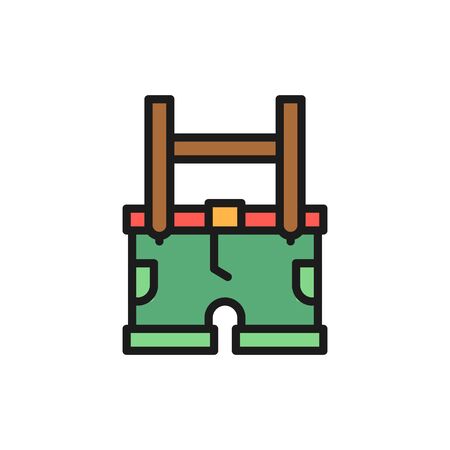 Traditional german national clothing, men costume flat color line icon.のイラスト素材