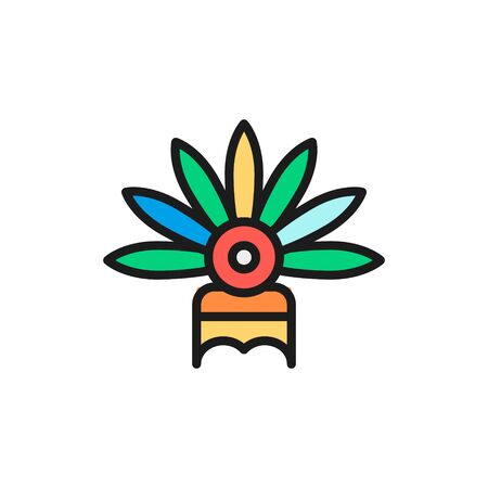 Vector carnival headdress, festive hat flat color line icon. Symbol and sign illustration design. Isolated on white backgroundのイラスト素材