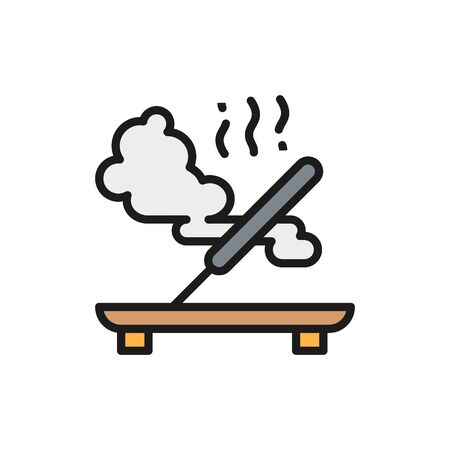 Incense, fragrance stick flat color line icon. Isolated on white backgroundのイラスト素材