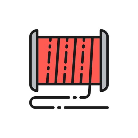 Vector plastic thread reel for 3d printer flat color line icon. Symbol and sign illustration design. Isolated on white backgroundのイラスト素材