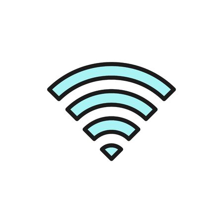 Vector internet signal, WIFI sign flat color line icon. Symbol and sign illustration design. Isolated on white backgroundのイラスト素材