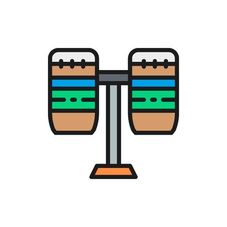 Vector brazilian drums, percussion, musical instrument flat color line icon. Symbol and sign illustration design. Isolated on white backgroundのイラスト素材