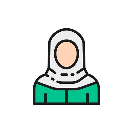 Arabian woman in traditional national dress, bedouin flat color line icon.のイラスト素材