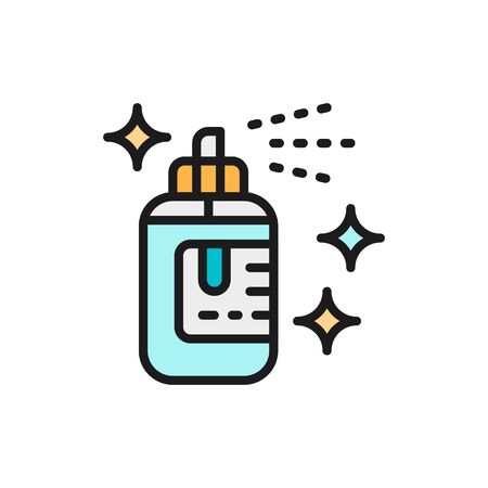 Vector tattoo sketch transfer fluid, antiseptic disinfectant liquid flat color line icon. Symbol and sign illustration design. Isolated on white backgroundのイラスト素材