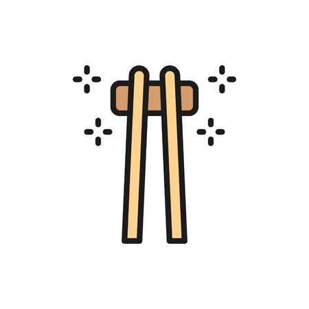 Vector bamboo sushi sticks, chopsticks flat color line icon.のイラスト素材