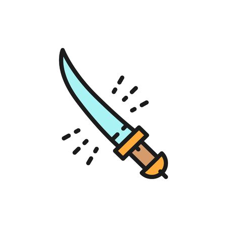 Shamshir sword, saber, arabian weapon flat color line icon.のイラスト素材