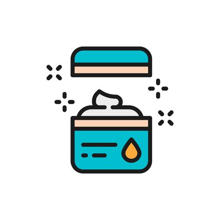Vaseline, petrolatum, body cream, tattoo studio accessory flat color line icon.のイラスト素材
