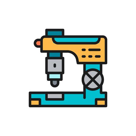 Vector cnc milling machine, laser metal cutting, engraving machine flat color line icon. Symbol and sign illustration design. Isolated on white backgroundのイラスト素材