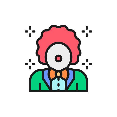 Vector clown, animator in circus flat color line icon.のイラスト素材