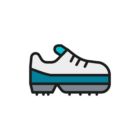 Spiked football boot, game equipment flat color line icon.のイラスト素材