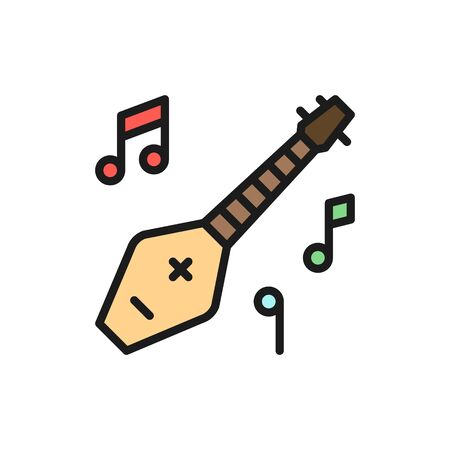 Vector chonguri, panduri, georgian musical instrument flat color line icon. Symbol and sign illustration design. Isolated on white backgroundのイラスト素材