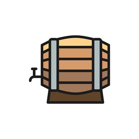 Vector wooden wine barrel flat color line icon. Symbol and sign illustration design. Isolated on white backgroundのイラスト素材