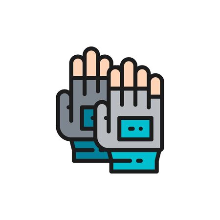 Vector protection game gloves, american football equipment flat color line icon. Symbol and sign illustration design. Isolated on white backgroundのイラスト素材