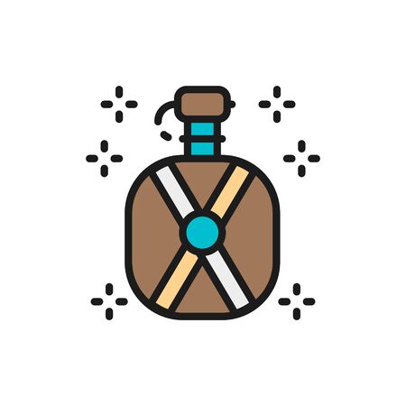 Vector water flask, bottle flat color line icon.のイラスト素材
