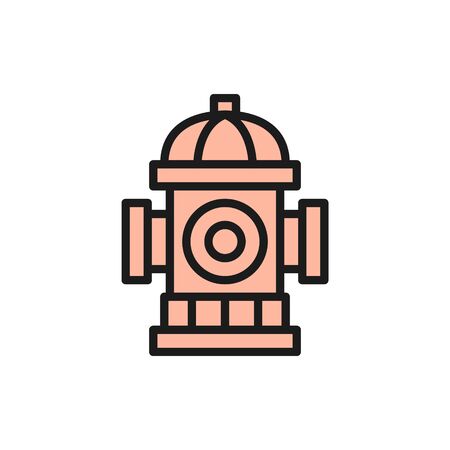 Fire hydrant, firefighting equipment flat color line icon.のイラスト素材