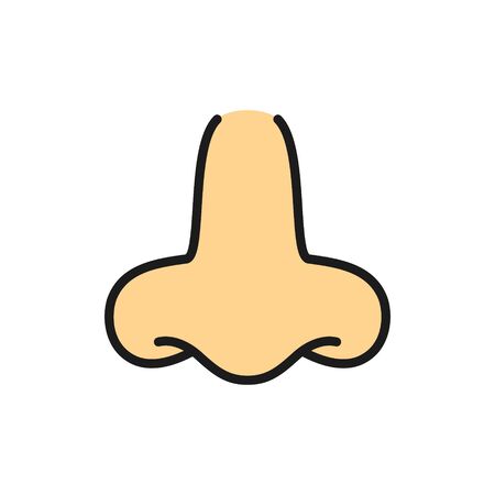 Vector nose, scent, smell, aroma flat color line icon. Symbol and sign illustration design. Isolated on white backgroundのイラスト素材