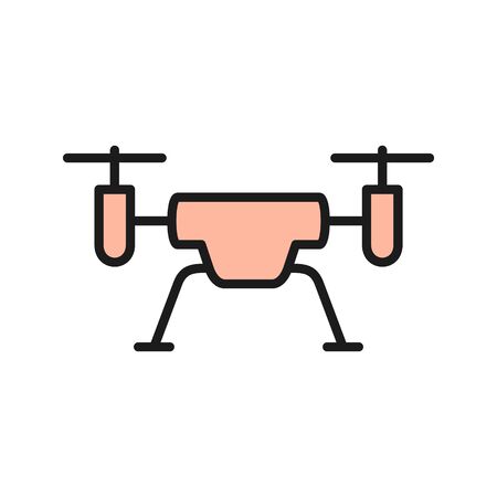 Vector flying drone flat color line icon. Symbol and sign illustration design. Isolated on white backgroundのイラスト素材