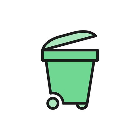 Trash bin, trashcan, waste, garbage flat color line icon.のイラスト素材