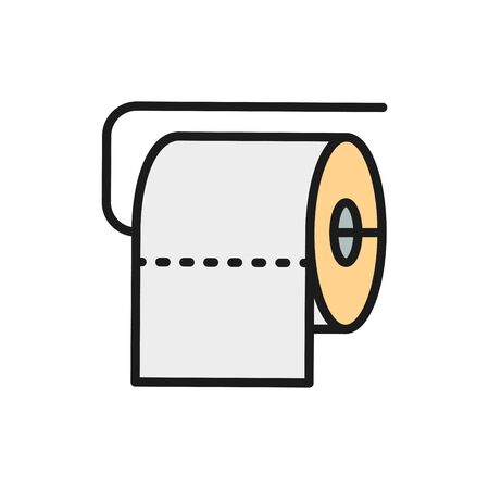 Vector toilet roll flat color line icon.のイラスト素材
