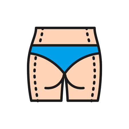 Vector body plastic surgery, belly and legs liposuction flat color line icon. Symbol and sign illustration design. Isolated on white backgroundのイラスト素材
