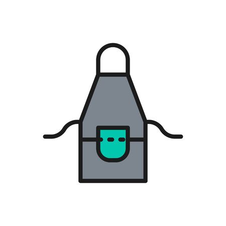 Barber apron, hairdresser flat color line icon.のイラスト素材