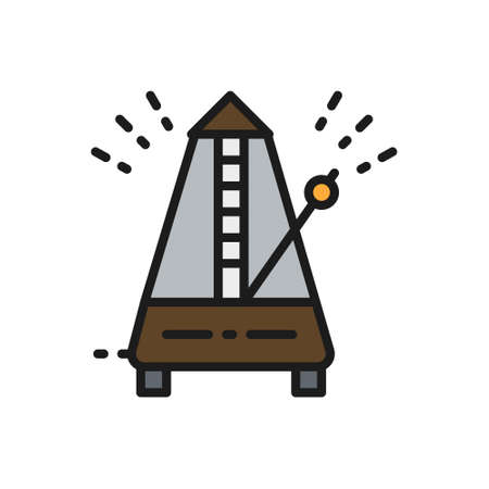 Vector metronome, rhythm flat color line icon.のイラスト素材