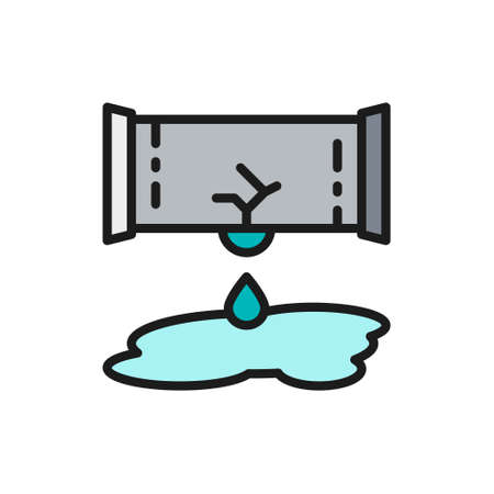 Dripping water pipe flat color line icon.のイラスト素材