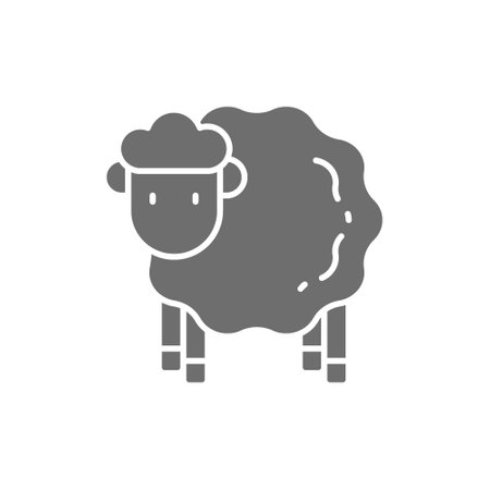 Vector sheep, lamb grey icon. Isolated on white backgroundのイラスト素材