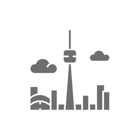 Vector Toronto Canada city silhouette grey icon.のイラスト素材