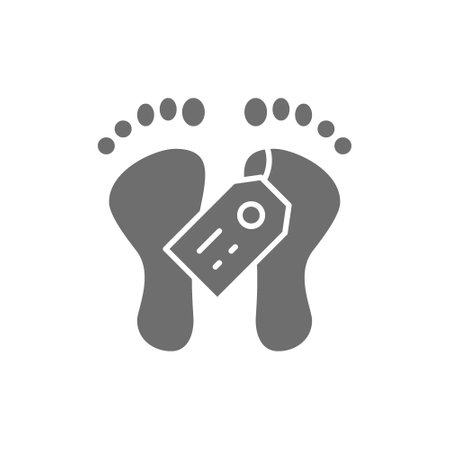 Feet with tag, morgue, dead body gray icon.のイラスト素材