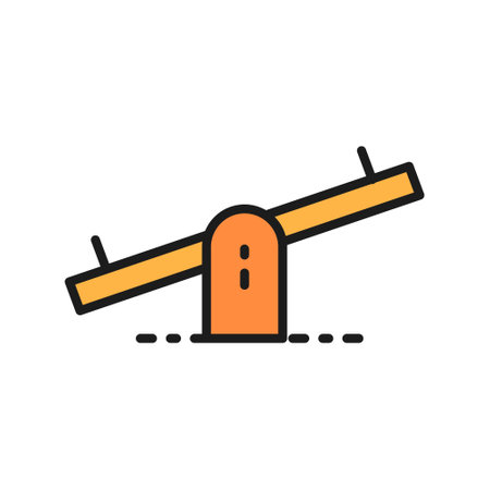 Vector child balance swing, seesaw flat color line icon.のイラスト素材