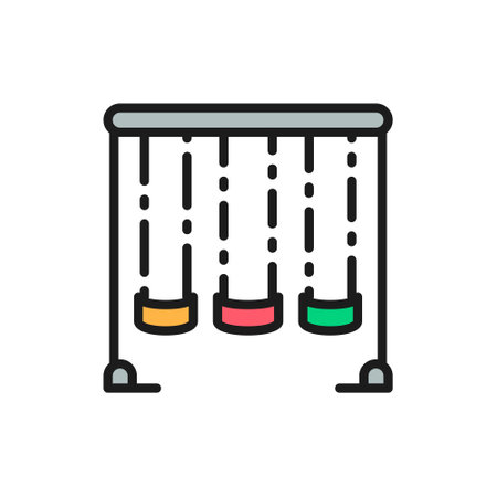 Swing set for kids playground flat color line icon.のイラスト素材