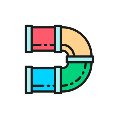 Vector curved tunnel for playground flat color line icon.