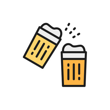 Glasses with drinks, cheers flat color line icon. Isolated on white backgroundのイラスト素材