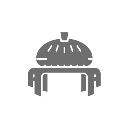 Traditional ukrainian wedding bread, embroidered ethnic towel gray icon.のイラスト素材