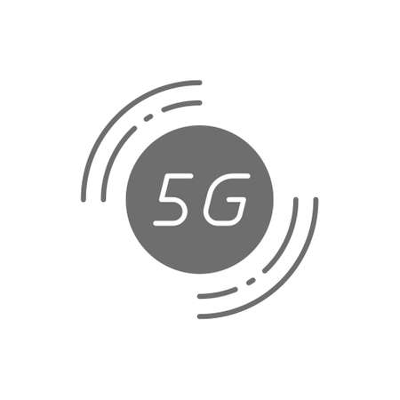 Vector 5G internet technology grey icon. Isolated on white backgroundのイラスト素材