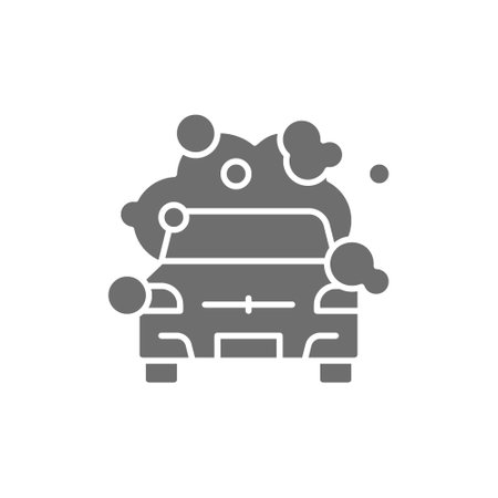 Cleaning car grey icon. Isolated on white backgroundのイラスト素材
