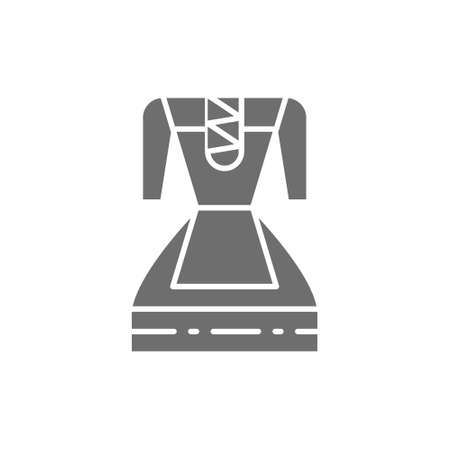 German traditional national clothing, women costume grey icon.のイラスト素材