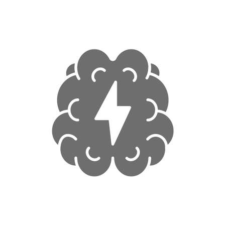 Vector stroke, pain in brain grey icon.のイラスト素材