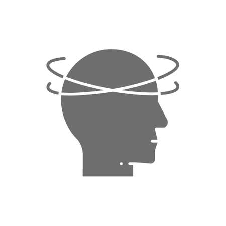 Dizziness, vertigo, fainting grey icon. Isolated on white backgroundのイラスト素材