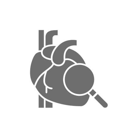 Loupe with heart, heart check grey icon.のイラスト素材