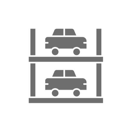 Two-story parking grey icon. Isolated on white backgroundのイラスト素材