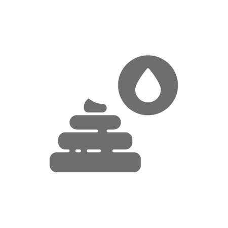 Liquid feces, indigestion grey icon. Isolated on white backgroundのイラスト素材